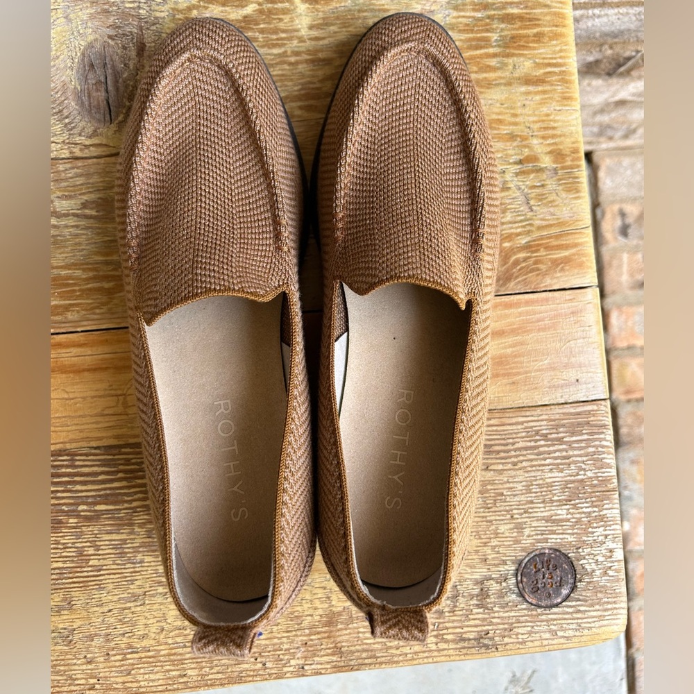 Rothys The Lug Loafer in Teak Herringbone 11